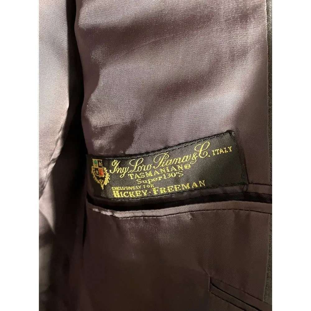Hickey Freeman 42L Gray Pinstriped Loro Piana Tasmanian Super 130's 2 Btn Blazer_5